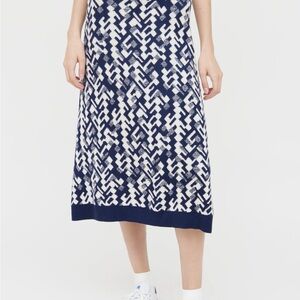 Prada Navy and White Geometric Skirt — Featured in Vogue (Size 8)
